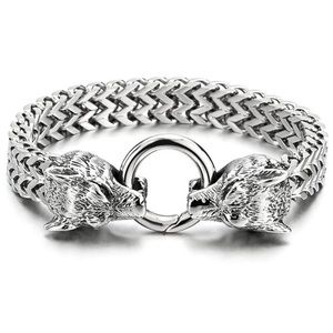 Men’s Thick Wolf Head Link Chain Bracelet